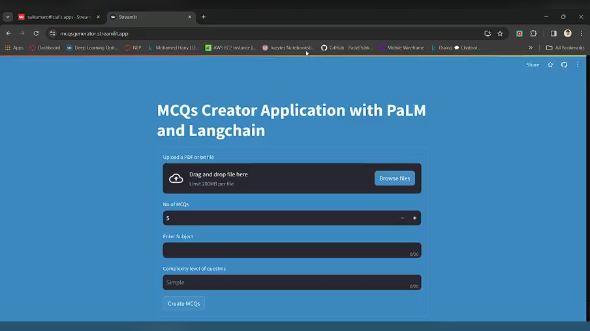 LLM Generative AI Project using PaLM & LangChain